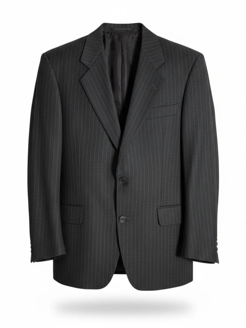 Vintage BOSS Hugo Boss Charcoal Grey Pinstripe Blazer Suit Jacket ~ 42R
